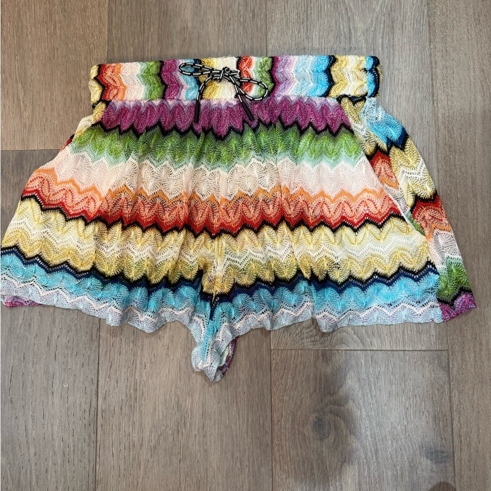 Missoni Multicolor Zigzag Knit Mini Shorts with Elastic Waist - Picture 2 of 5